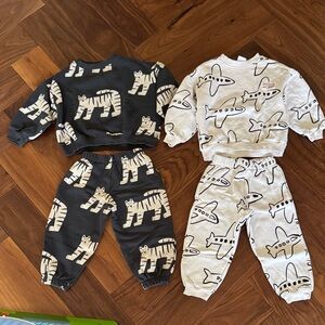 Zara Kids Animal and Airplane Print Sweatsuit Set